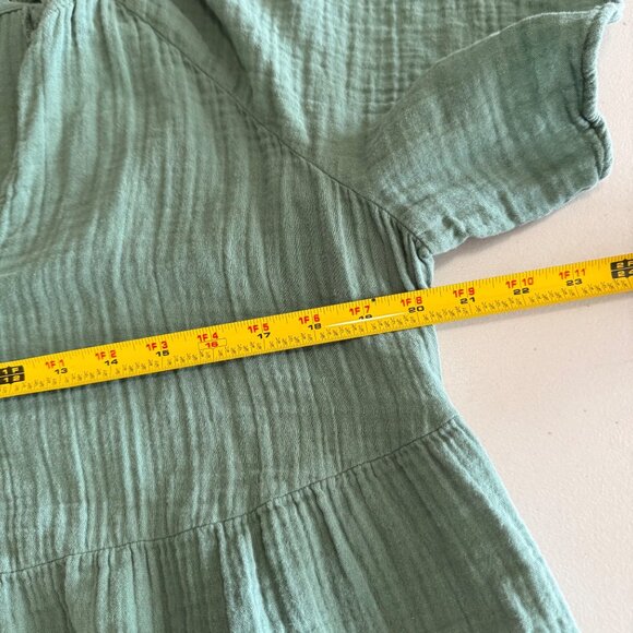 Old Navy Herb Green Gauze Demi Swing Short Sleeve Dress Womens size Large - Picture 9 of 10